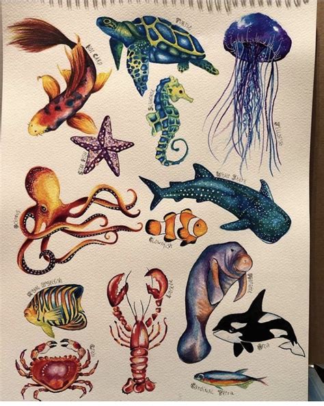 Watercolour sea life painting | Sea life painting, Sea creatures art, Sea life art