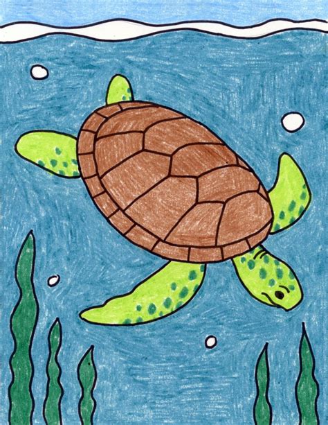 How to Draw a Sea Turtle · Art Projects for Kids