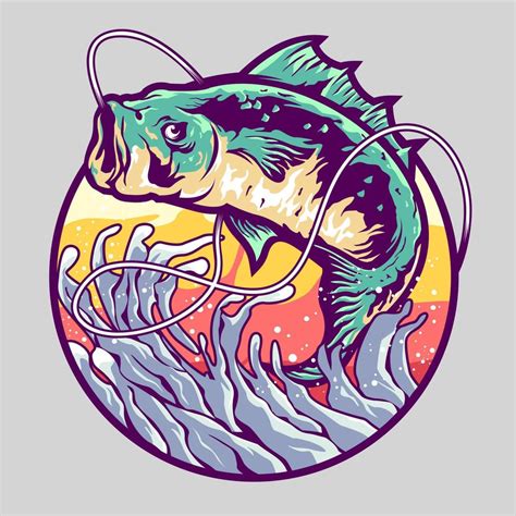 Big bass fishing illustration 15371361 Vector Art at Vecteezy