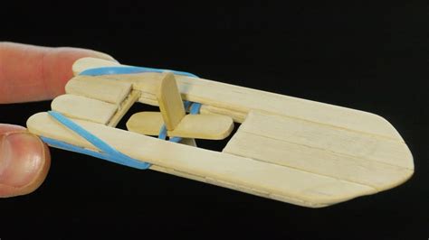 How to make a popsicle stick and rubber band paddle boat | The Kid ...