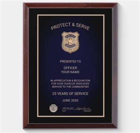 Police Officer Retirement Award Plaque - Office Products