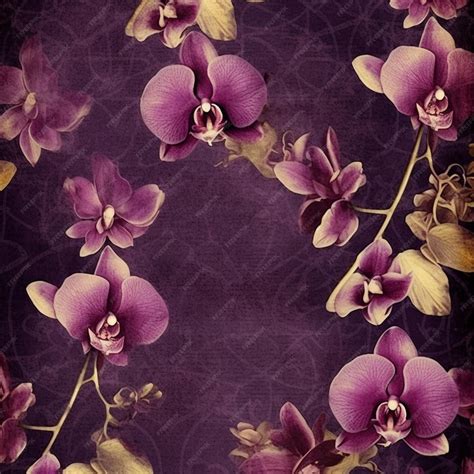 Premium AI Image | Purple orchids on a purple background with a gold ...