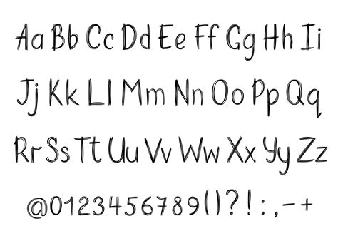 Alphabet in sketchy style. Vector handwritten pencil letters, numbers and punctuation marks. Ink ...