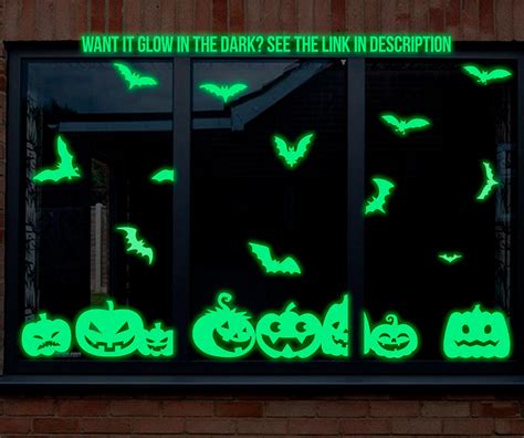 Halloween Window Decals Halloween Pumpkins and Bat Window - Etsy