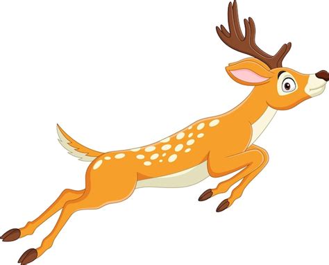 Premium Vector | Cartoon funny deer jumping on white background