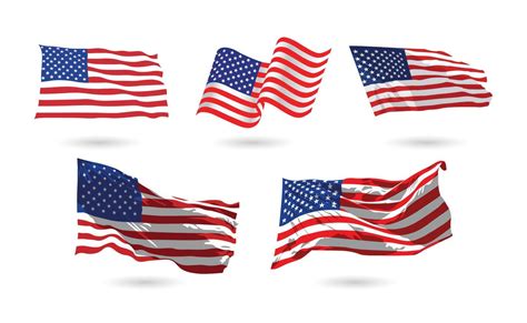 Vintage waving USA flag set. Vector waving American flags. 7819967 Vector Art at Vecteezy