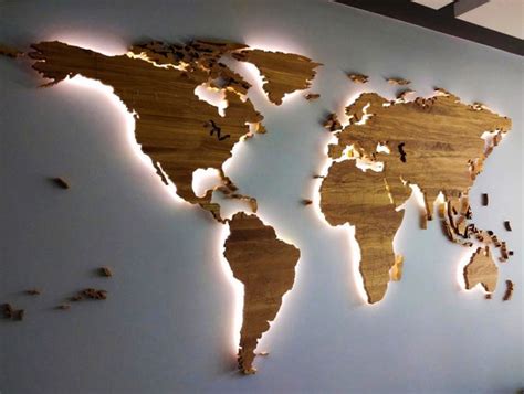 Huge Led Illuminated Wooden World Map Solid Oak With - Etsy