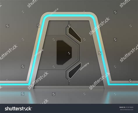 Futuristic Metallic Door Gate Blue Lights Stock Illustration 313019609 | Shutterstock | Diseño ...