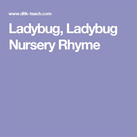 Ladybug, Ladybug Nursery Rhyme | Ladybug nursery, Nursery rhymes, Rhymes