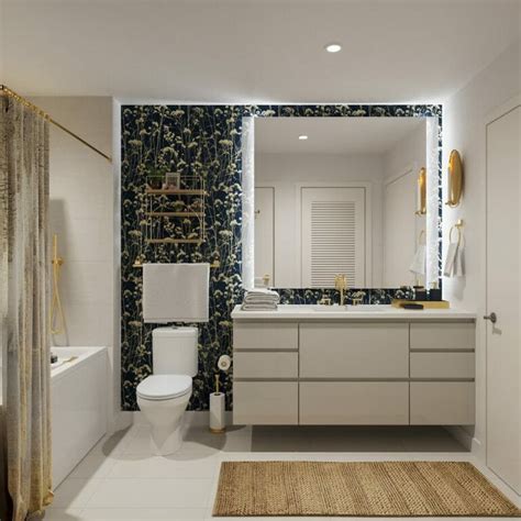 Before & After: Floral Wallpaper Bathroom Design | Decorilla Online