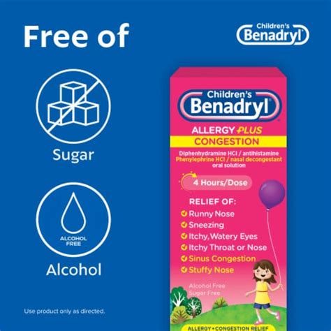 Children's Benadryl Allergy Plus Congestion Grape Liquid Relief, 4 fl oz - Harris Teeter