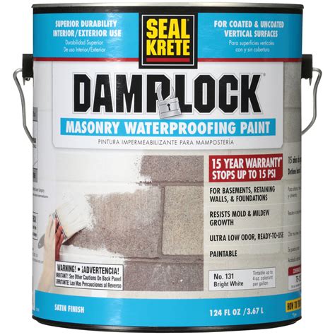 Bright White, Seal Krete Damplock Masonry Waterproofing Paint, Gallon ...