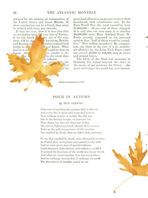 May Sarton: 'Poem in Autumn' - The Atlantic