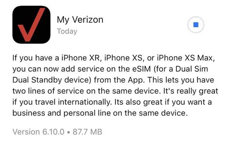 Verizon App Now Allows eSIM Activation on iPhone XS, iPhone XS Max, and iPhone XR - MacRumors