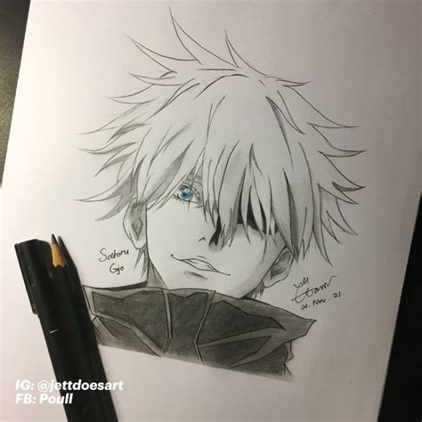 Poull on Instagram: "Saturo Gojo | Jujutsu Kaisen . Pencil drawing😳 ️" | Anime drawings ...