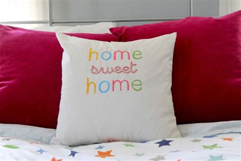 Embroidered Throw Pillow - DIY Home Sweet Home