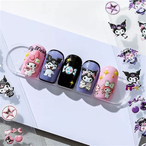 Kuromi My Melody Kawaii Sanrio Character Embossed Nail Art - Etsy