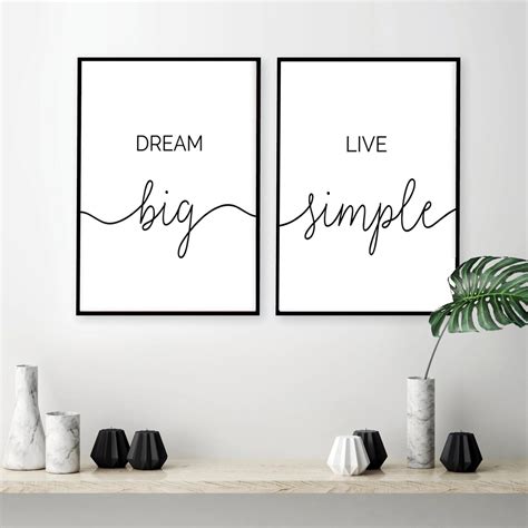 Black & White Simple Life Quotes Wall Art Minimalist Inspirational ...