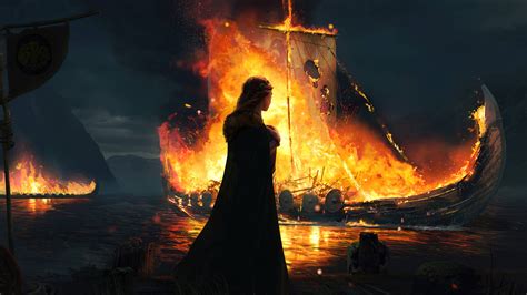 Download Burning Viking Ships Wallpaper | Wallpapers.com