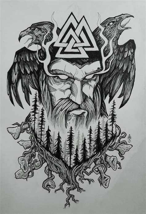 Old Norse Odin tattoo design / copyright belongs to Saana Taiga | Norse mythology tattoo, Norse ...