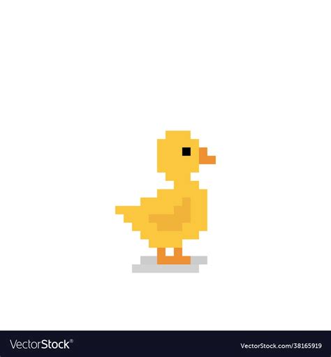 Little duck pixel image for game assets Royalty Free Vector