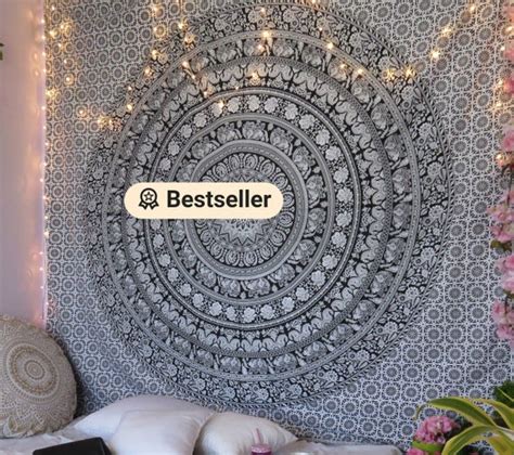 Black & White Multi tapestry Wall Hanging Mandala tapestries | Etsy