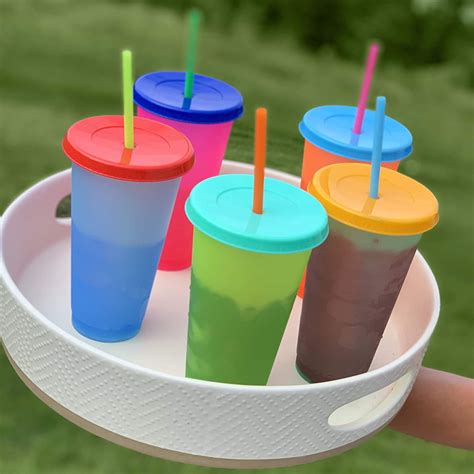 NOGIS 5 Pack – 24 oz Color Changing Cups with Straws and Lids for Kids – Kids Cups with Lids and ...