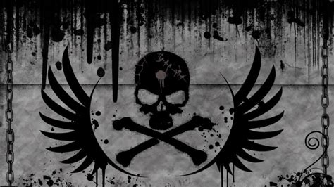 1360x768 resolution | black and gray skull and wing logo, graffiti, skull HD wallpaper ...