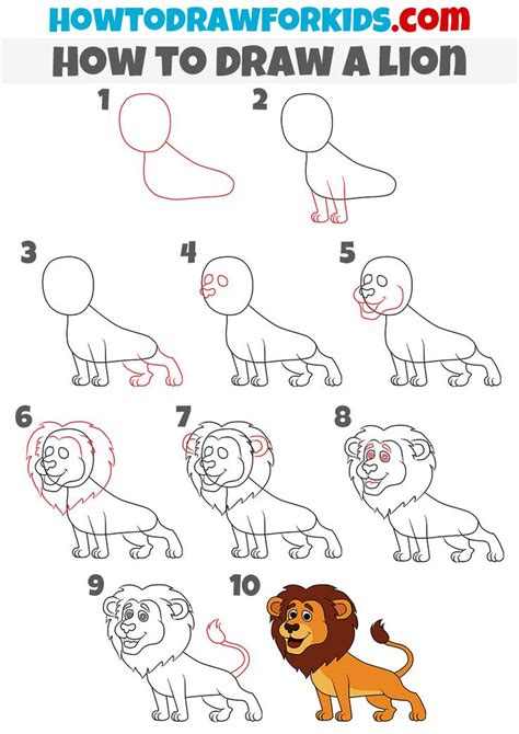 how to draw a lion | Lion drawing simple, Lion drawing, Easy drawings for kids