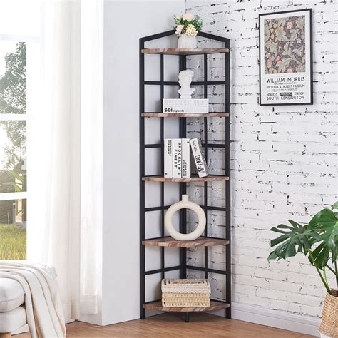 Buy HOMBAZAAR 5-Shelf Industrial Corner Bookcase and Shelf, Standing ...