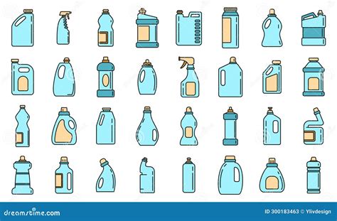 Bleach Bottle Icons Set Vector Color Stock Illustration - Illustration of line, icons: 300183463