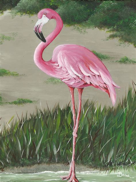 Pink Flamingo #2 ..acrylic.......Dana Carter | Flamingo painting ...