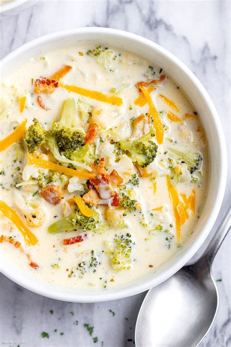 Broccoli Cauliflower Cheese Soup Recipe with Bacon – Broccoli Cauliflower Soup Recipe — Eatwell101