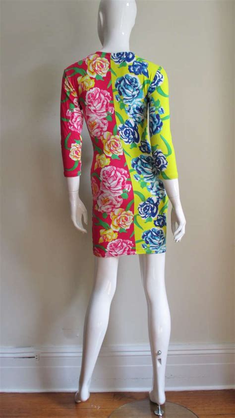 Vintage Gianni Versace Multi Patterned Dress For Sale at 1stdibs