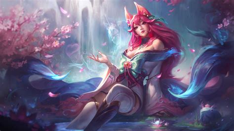 Spirit Blossom Ahri Splash Art | League of legends, Ahri league, Lol league of legends