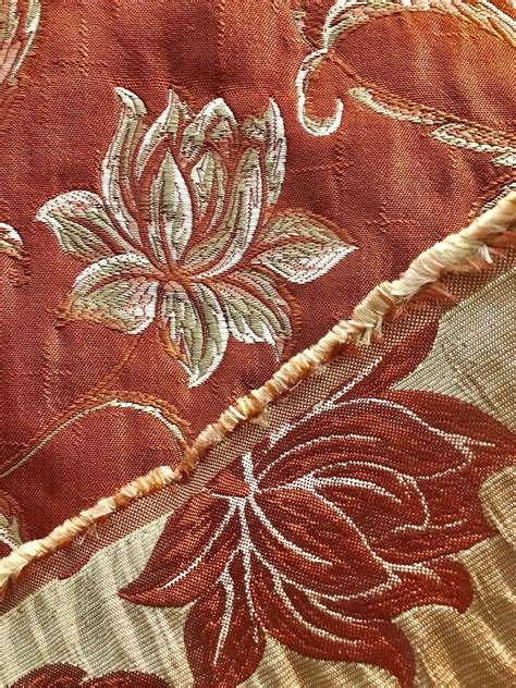 NEW! Designer Quilted Brocade Floral Upholstery Fabric- Rust Brick Red | www.fancystylesfabric.com