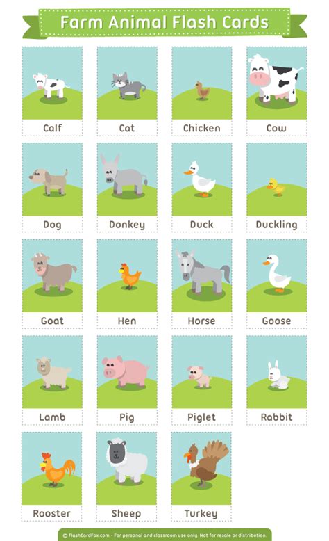 Printable Farm Animal Flash Cards