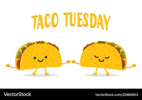 Taco tuesday two funny tacos Royalty Free Vector Image