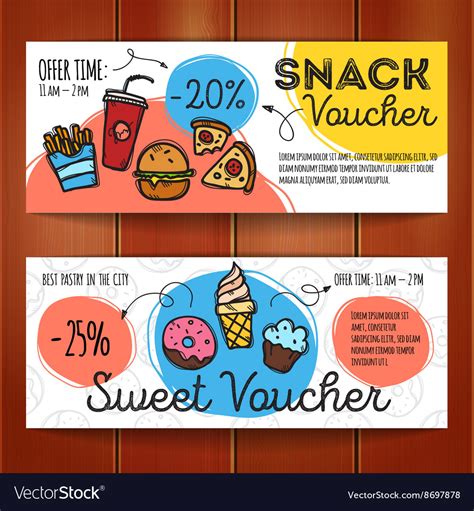 Set of discount coupons for fast food Royalty Free Vector