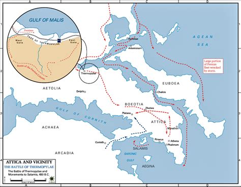 Map of the Battle of Thermopylae 480 BC