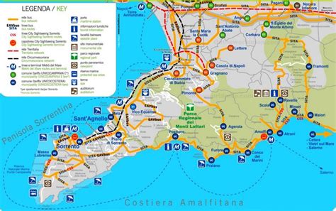 Sorrento and Amalfi Coast Map - Ontheworldmap.com