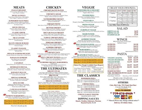 Menu at Home Slice Pizza pizzeria, Surrey