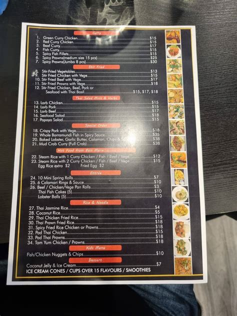 Menu at Thai Street Food restaurant, Bentleigh