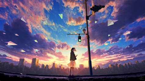 🔥 Free Download Anime Girl Sky Clouds Sunrise Scenery 4k Wallpaper by @brettr | WallpaperSafari