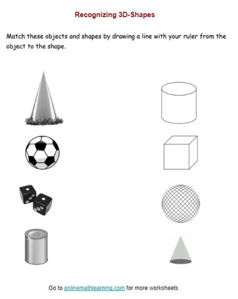 Kindergarten 3D-Shape Worksheets (printable)