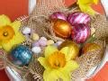 Small basket with Easter eggs collected Creative Commons Stock Image