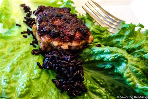 Burger and black rice in lettuce wrap | ronamae | Flickr