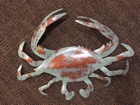 Blue Crab Wall Art Metal Sculpture Tropical Beach Coastal | Etsy