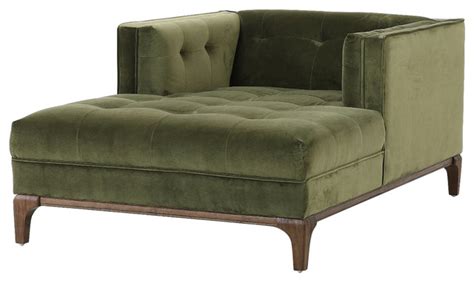 Dylan Green Velvet Tufted Midcentury Chaise Lounge - Transitional - Indoor Chaise Lounge Chairs ...