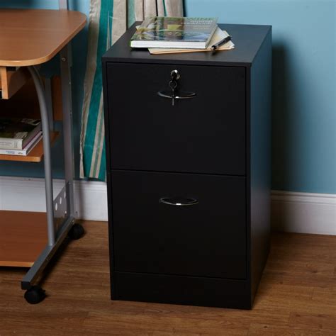 Wilson 2 Drawer Vertical Wood Lockable Filing Cabinet, Black - Walmart ...